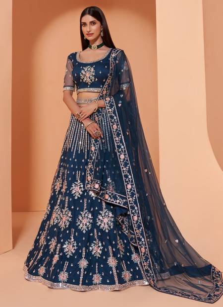 Teal Blue Colour Latest Exclusive Wear Heavy Wedding Lehenga Choli Collection 1034